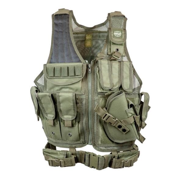 Valken Tactical Adult Crossdraw Airsoft Paintball Olive Green Vest Sz Medium - Picture 16 of 16
